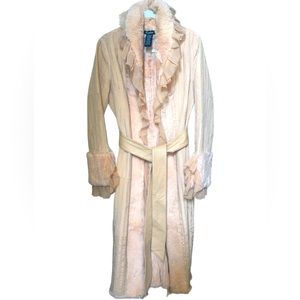 Vintage real rabbit fur trench coat .